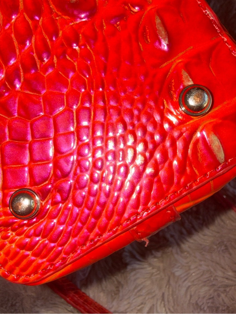 Brahmin Small Elaine FLAME Croc-Embossed Satchel with Matching Wallet - Picture 7 of 14